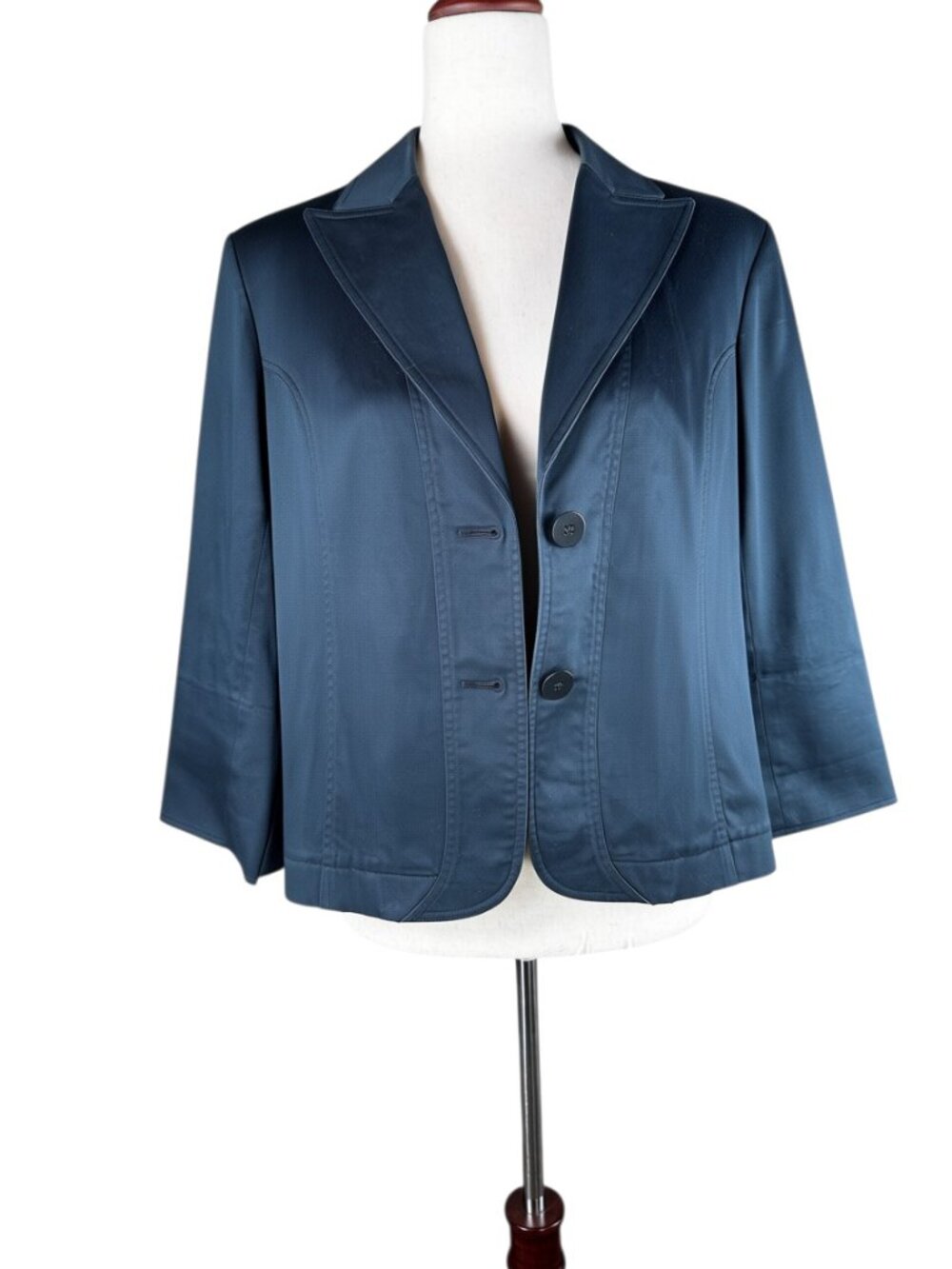 Lafayette 148 New York Cotton Black Stretch Blazer Size 8